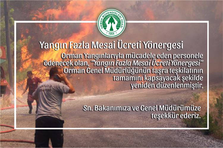 Yangın Fazla Mesai Ücreti Yönergesi Yeniden Düzenlendi