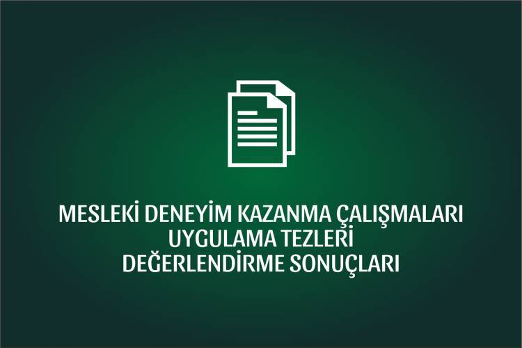 MESLEKİ DENEYİM KAZANMA ÇALIŞMALARI UYGULAMA TEZLERİ  DEĞERLENDİRME SONUÇLARI