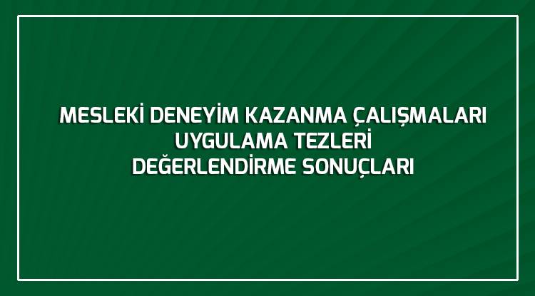 MESLEKİ DENEYİM KAZANMA ÇALIŞMALARI UYGULAMA TEZLERİ  DEĞERLENDİRME SONUÇLARI