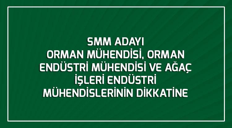 SMM ADAYI  ORMAN MÜHENDİSİ, ORMAN ENDÜSTRİ MÜHENDİSİ VE AĞAÇ İŞLERİ ENDÜSTRİ MÜHENDİSLERİNİN DİKKATİNE