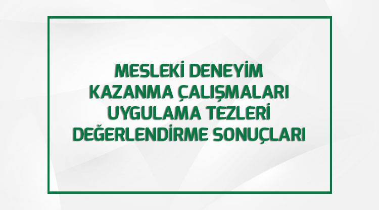 MESLEKİ DENEYİM KAZANMA ÇALIŞMALARI UYGULAMA TEZLERİ  DEĞERLENDİRME SONUÇLARI
