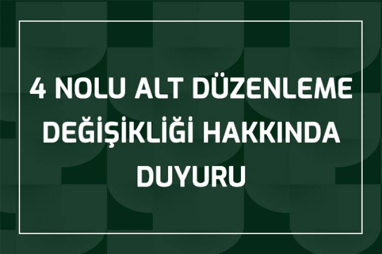 4 NOLU ALT DÜZENLEME DEĞİŞİKLİĞİ HAKKINDA DUYURU