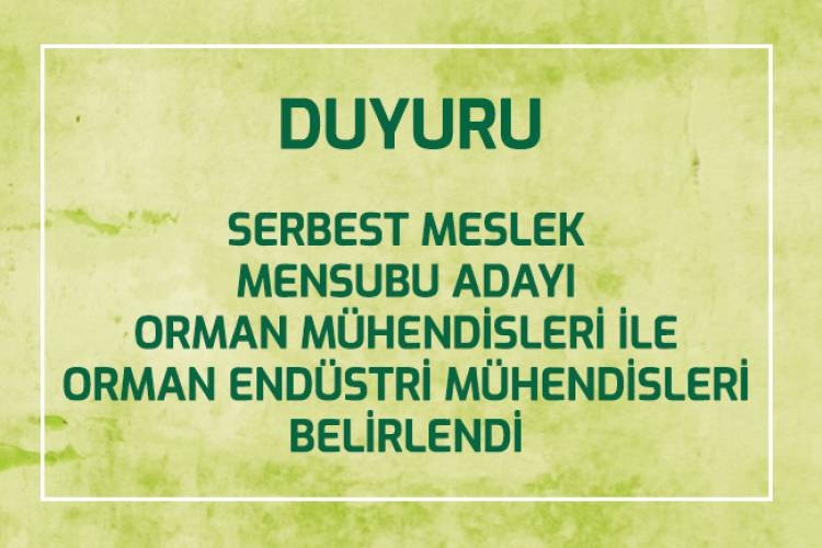 MESLEKİ DENEYİM KAZANMA ÇALIŞMALARINA 1/12/2021 TARİHİNDE BAŞLAYAN VE BAŞLAMAYAN SERBEST MESLEK MENSUBU ADAYI ORMAN MÜHENDİSLERİ İLE ORMAN ENDÜSTRİ MÜHENDİSLERİ BELİRLENDİ 