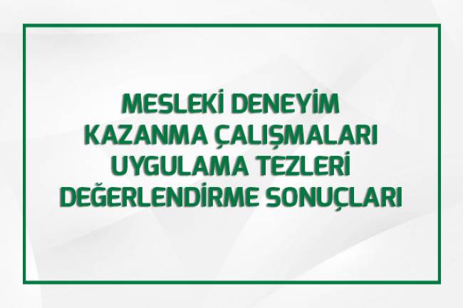 MESLEKİ DENEYİM KAZANMA ÇALIŞMALARI UYGULAMA TEZLERİ  DEĞERLENDİRME SONUÇLARI